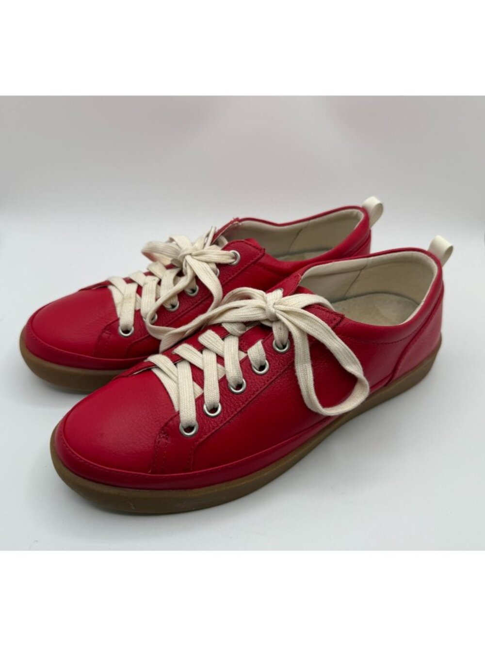 Vionic Winny Sneakers Women Size 8 Red Leather Lace-up Comfort Casual Shoes